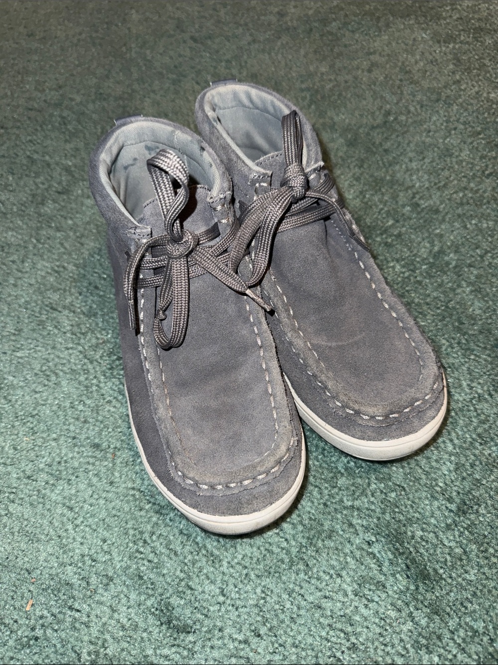 Stride Rite Suede Moccasin-Style High Top Sneakers in Gray